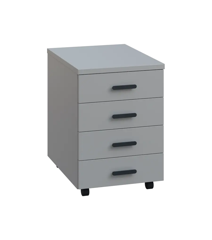 LK 2 - 01 kontejner pojízdný, 4-zásuvkový, deska 25 mm, bez zámku, šedá